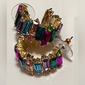 Multicolor Gemstone Hoop Earrings